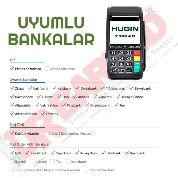 Hugin Tiger 4G T300 Yeni Nesil Yazarkasa Pos + Şarj Üniteri